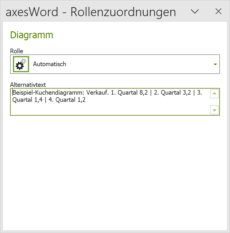 axesWord - Rollenzuordnungen: Textfeld fuer Alternativtext
