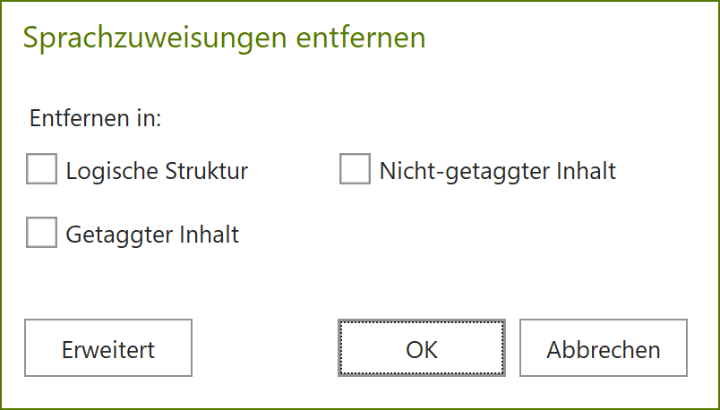 Dialogfenster: Sprachzuweisungen entfernen