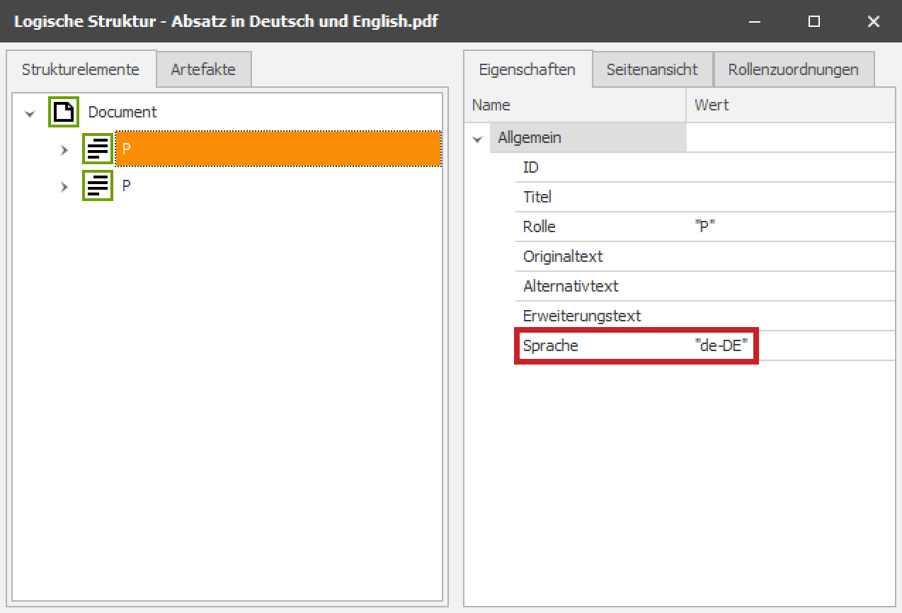 PAC: LogischeStruktur - Sprache Strukturelement