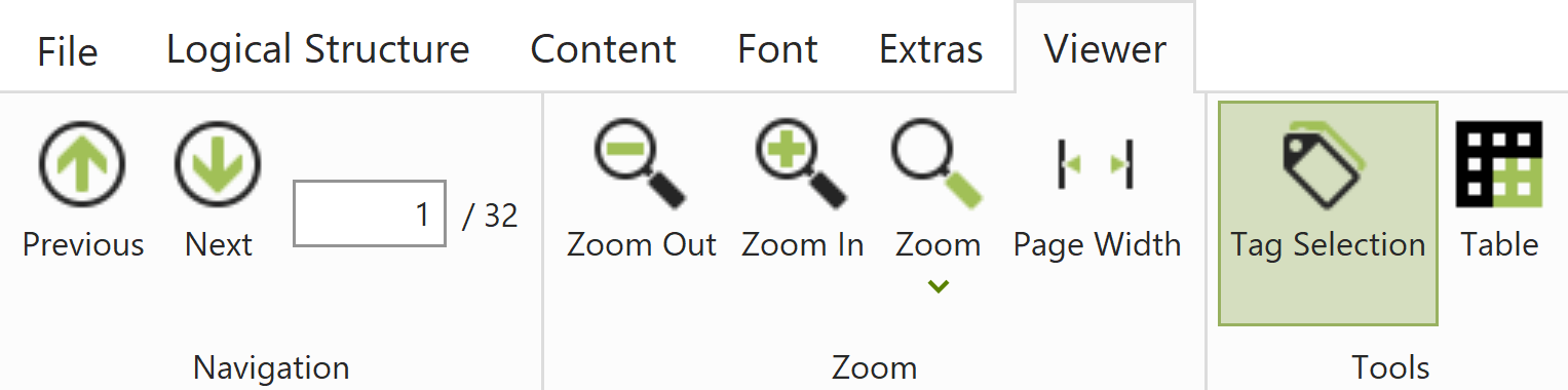 Ribbon tab: Viewer
