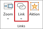 Bildschirmfoto: Funktionsgruppe 'Links'. Die Schaltfläche 'Link' ist hervorgehoben.
