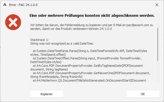 PAC Fehlermeldung: String was not recognized as a valid Date Time