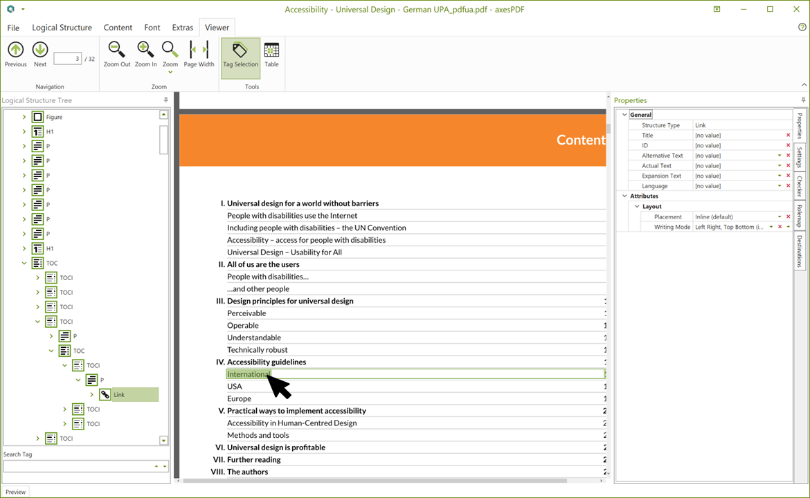 Tag Selection; Mouse on Tag in document view