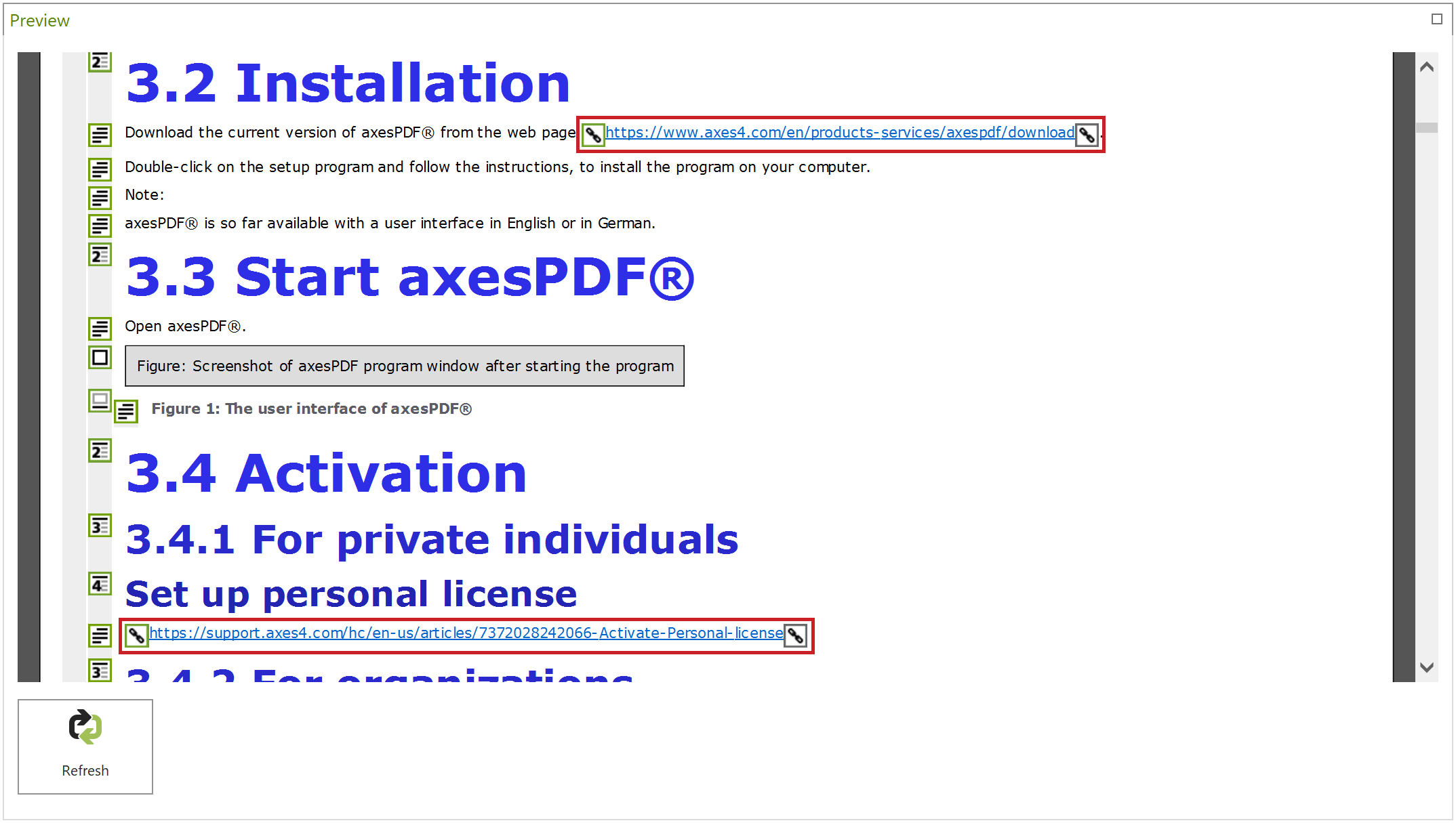 Preview: External link highlighted