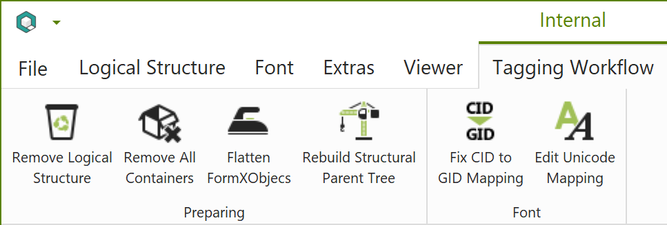 Example of a customized ribbon tab