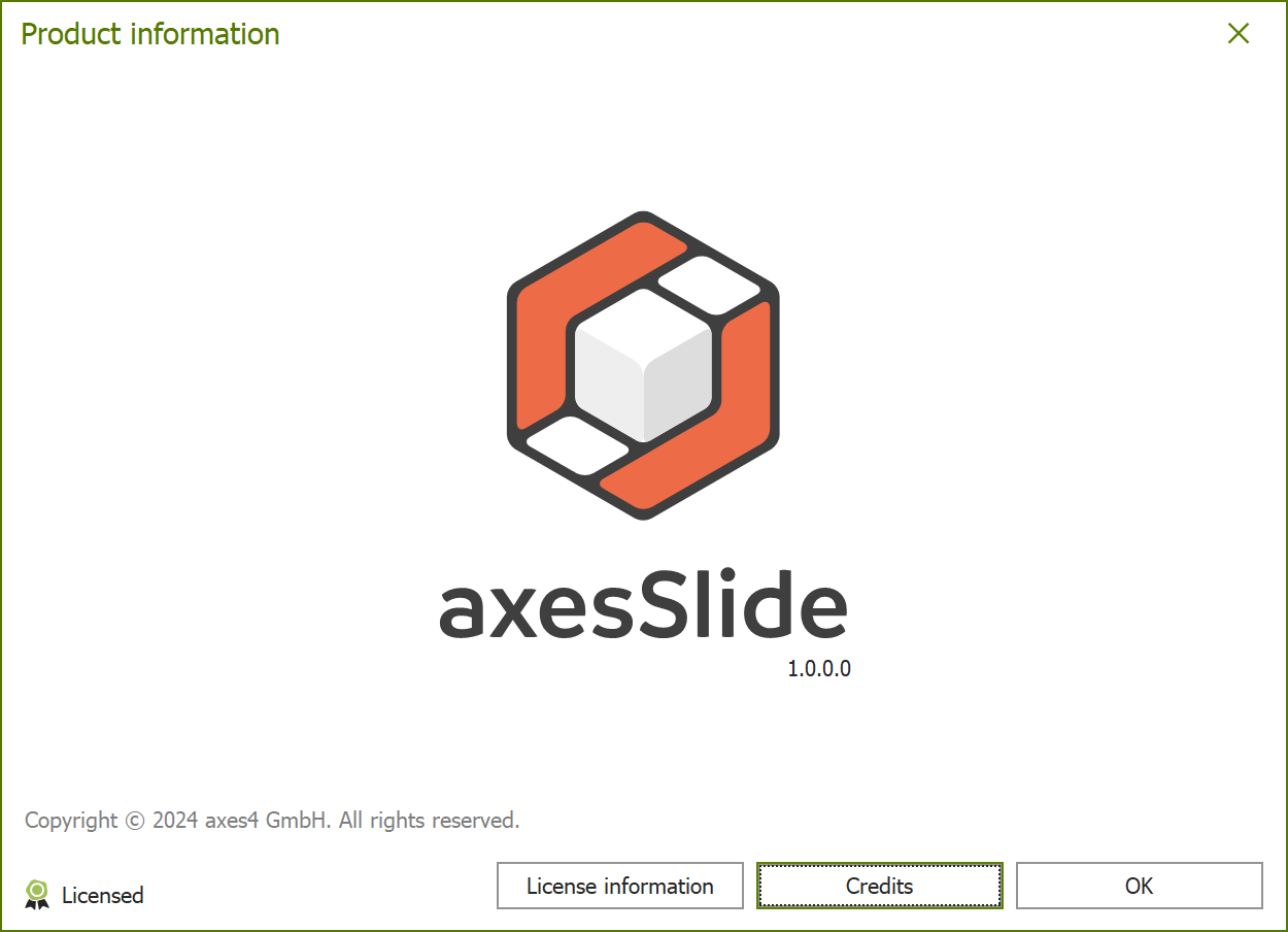 Screenshot: 'Product Information' dialog box