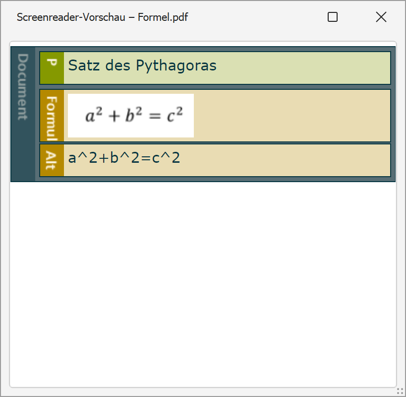 PAC-Vorschau einer Formel