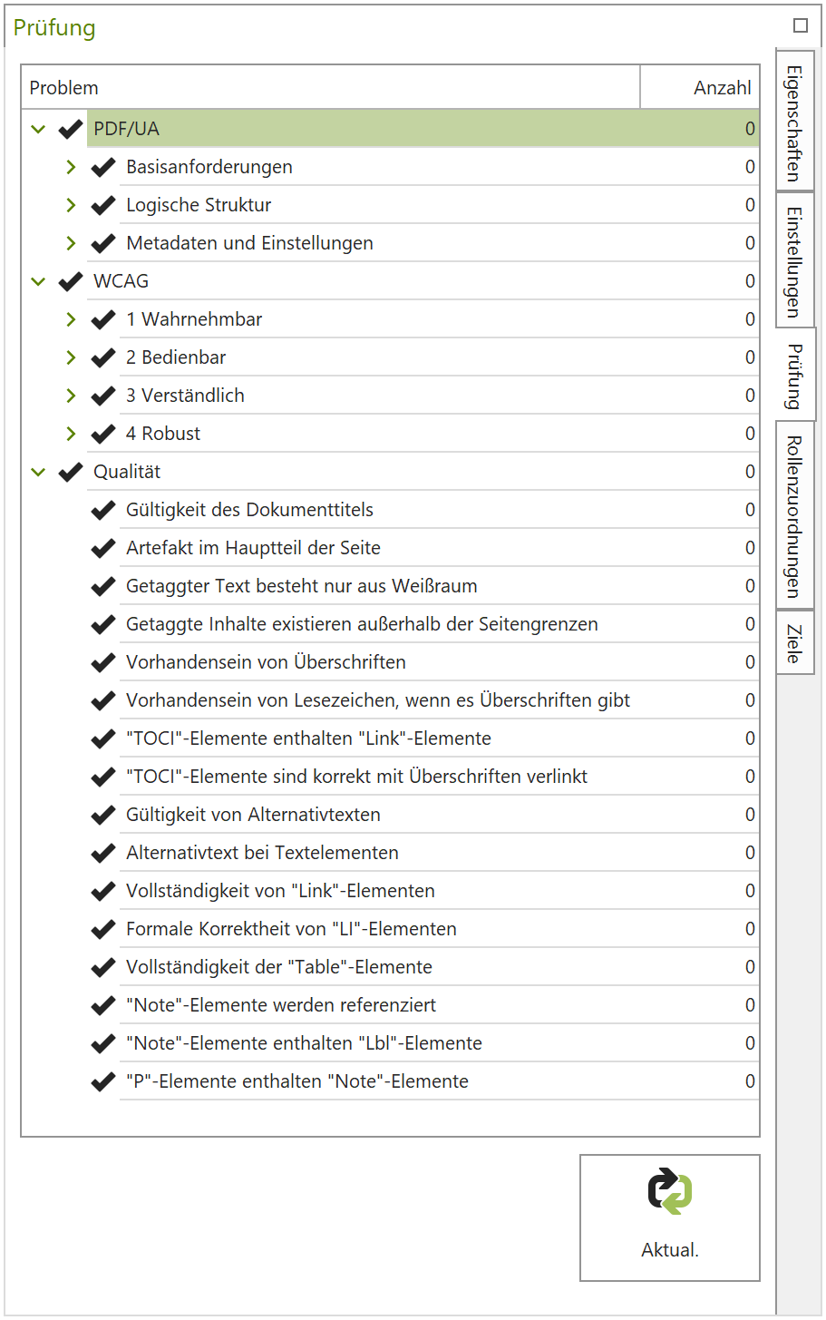 Prüfung: PDF mit null Fehlern