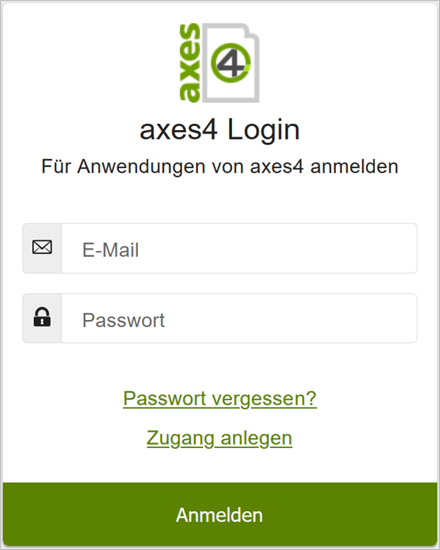 Bildschirmansicht: axes4 Login.