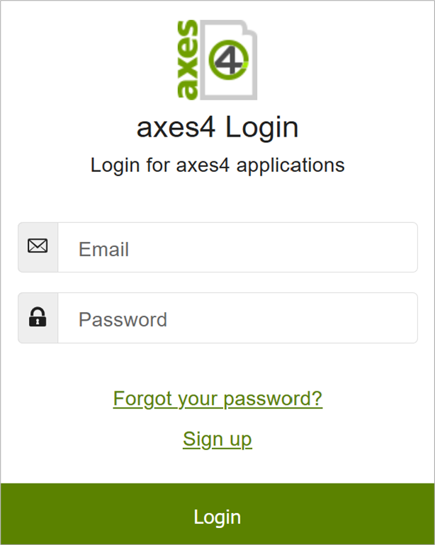 Screen view: axes4 Login