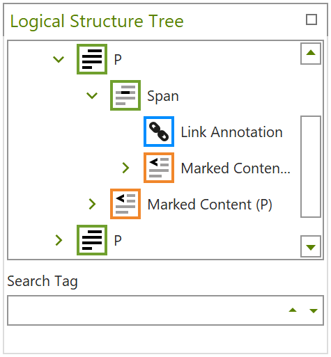 Logical Structure Tree: Span with Link and Link Annotation
