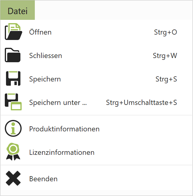 Hauptmenü von axesPDF