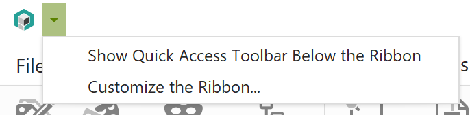 Quick access toolbar: menu to customize ribbon
