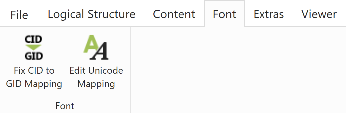 Ribbon tab: Font