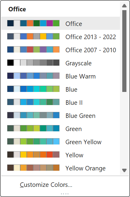 Word: Menu 'Colors'