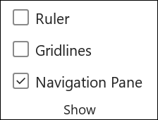 Word: Command group 'Show'