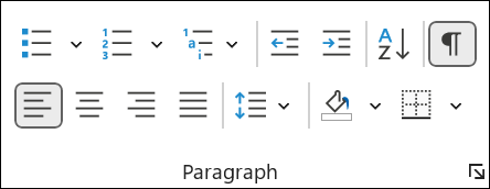 Word: Command group 'Paragraph'