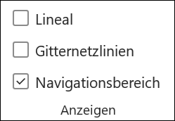 Word: Funktionsgruppe 'Anzeigen'