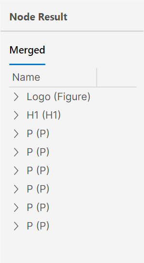 Screenshot: Node Result task pane