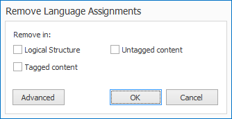 Dialog box: Remove Language Assignments