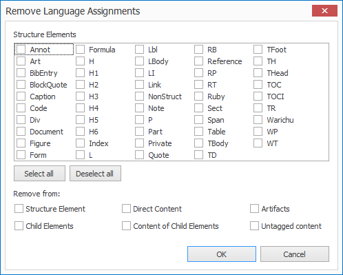 Dialog box: Remove Language Assignments_Advanced