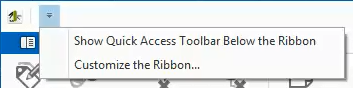 quick access toolbar: menu to customize ribbon