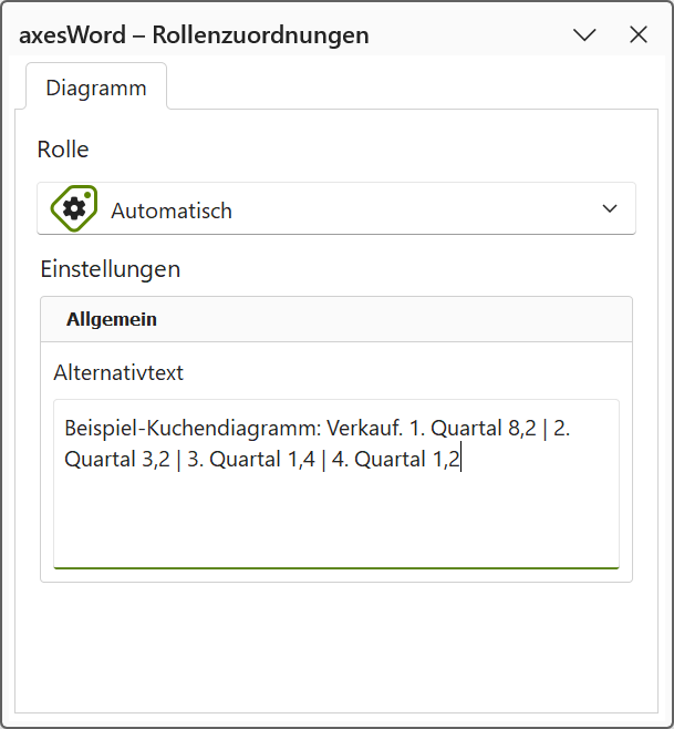 axesWord - Rollenzuordnungen: Textfeld fuer Alternativtext