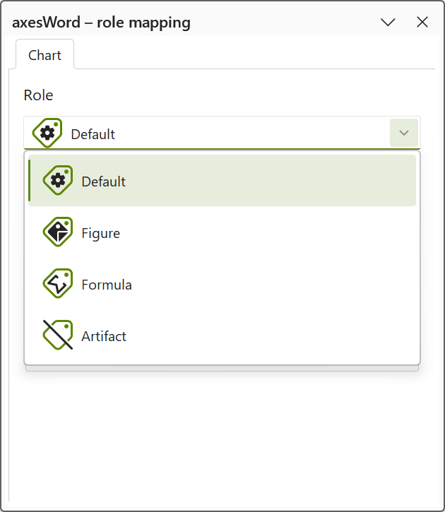 task pane 'axesWord-Rolemapping' of a figure; drop-down menu is open