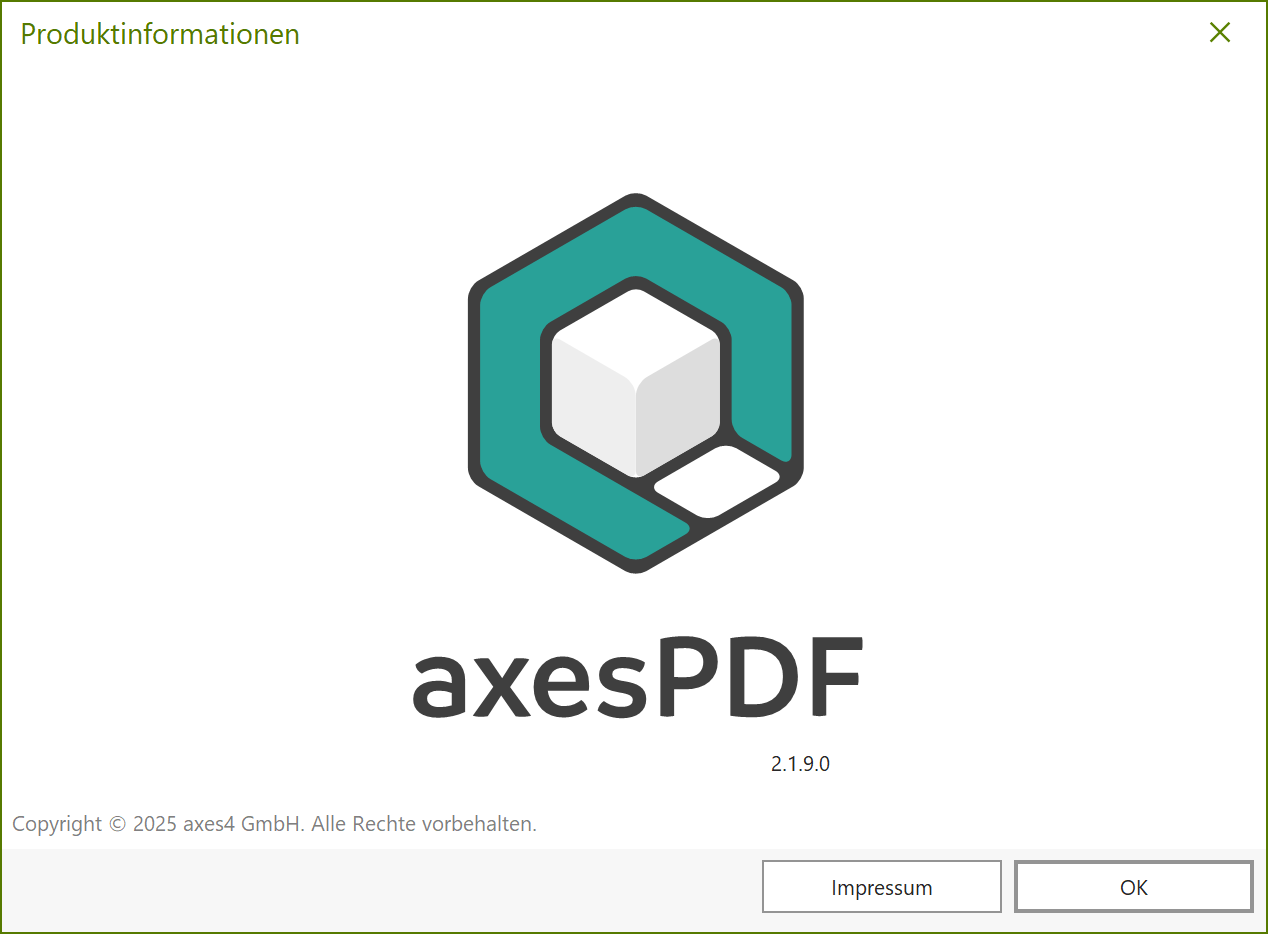 Dialogfenster: Produktinformationen