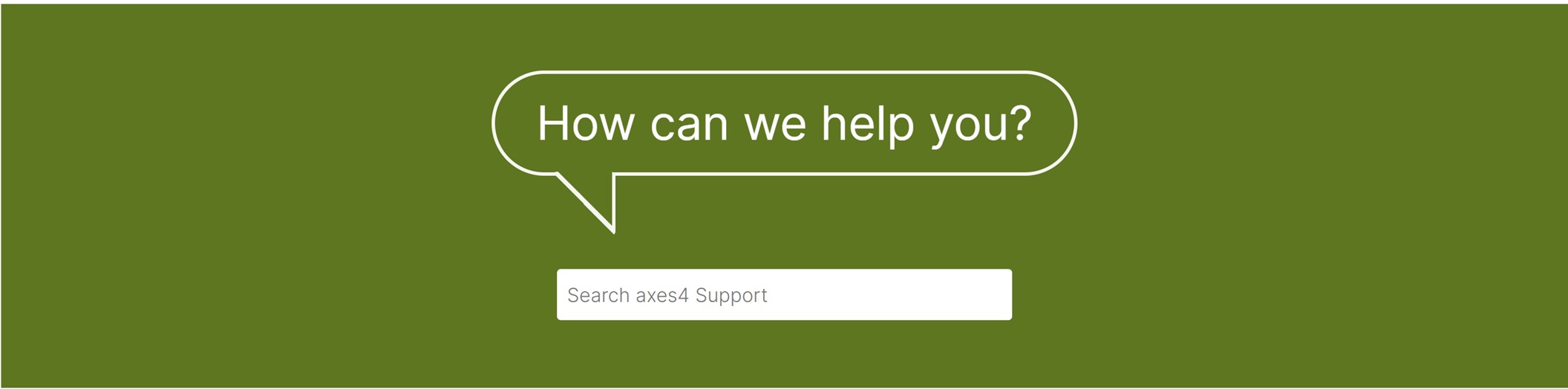 Screenshot: A white speech bubble on a green background displaying the text “How can I help you?”, with a search bar positioned directly below it.